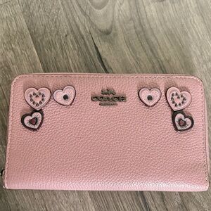Coach medium zip heart appliqué wallet